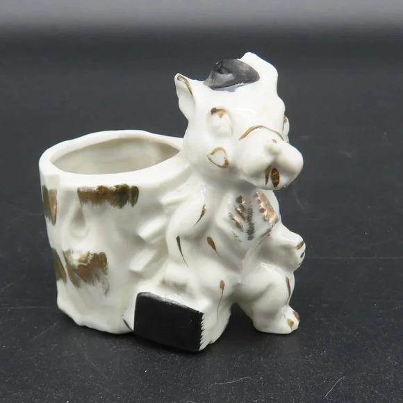 Vintage Toothpick Holder Porcelain Donkey Horse Motif Made In Japan Gold - Picture 1 of 5